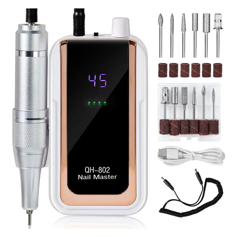 

Инновационная перезаряжаемая электрическая машинка для маникюра и педикюра 45000 об/мин, низкий уровень шума