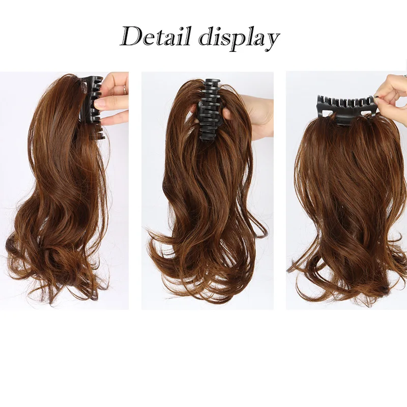 Synthetic Claw Clip Ponytail Hair Extension 14Inch Heat Resistant Synthetic Ponytails Claw Wavy Clip in Hairpiece For Women