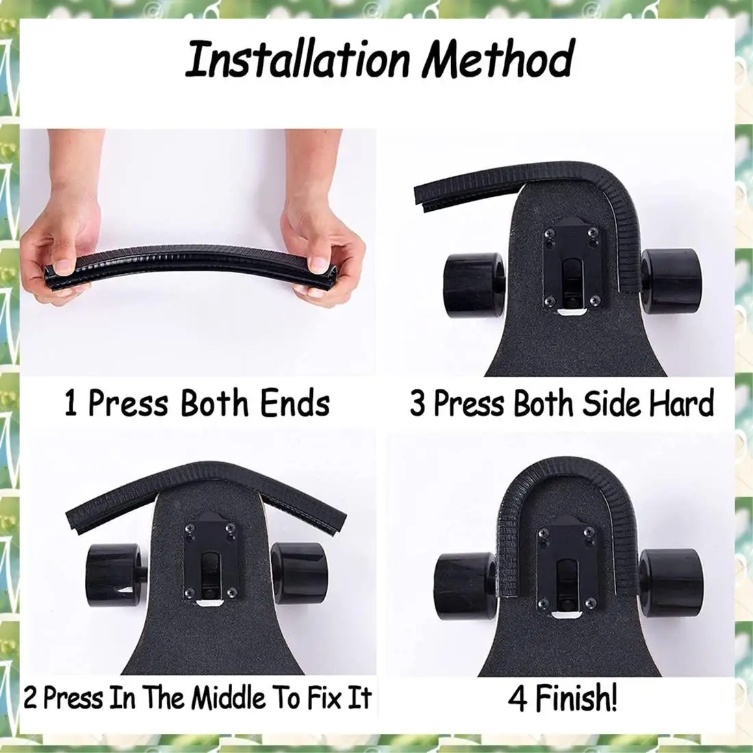 Deportes 2 pares de protectores de nariz y cola de monopatín, protección de borde de Longboard, cubierta de goma resistente a impactos, 2 pares de nariz de monopatín y