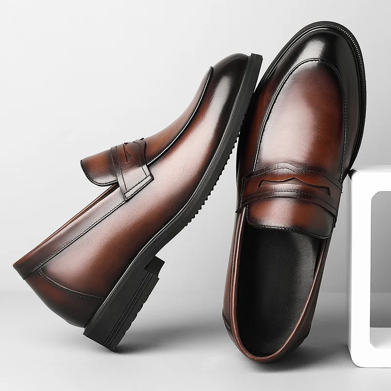 6cm Inner Height Increase New Business Formal Attire Leather Shoes Fashion Breathable Men's Driving Shoes Summer Casual Shoes