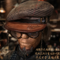 Handmade Peaked Cap Ins Fashion Plaid Women Colonel Painter Newsboy Beret Female Leather Octagonal British Retro Men