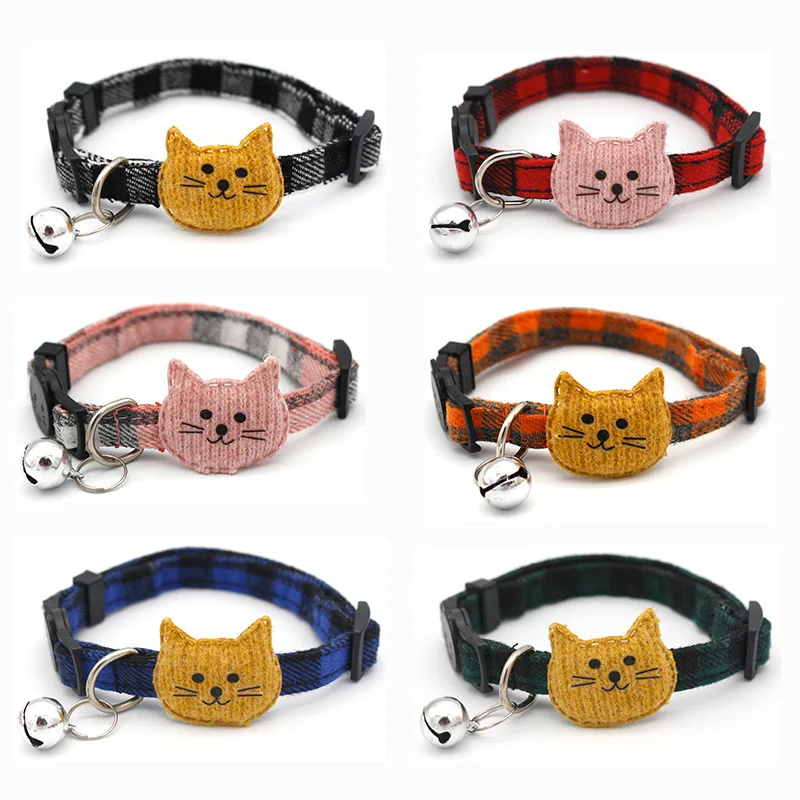 Pet Supplies Cat Plaid Collar Bell Collar Bow Tape Cat Deduction Multi-color Optional Comfortable Cat Necklace Pet Accessories