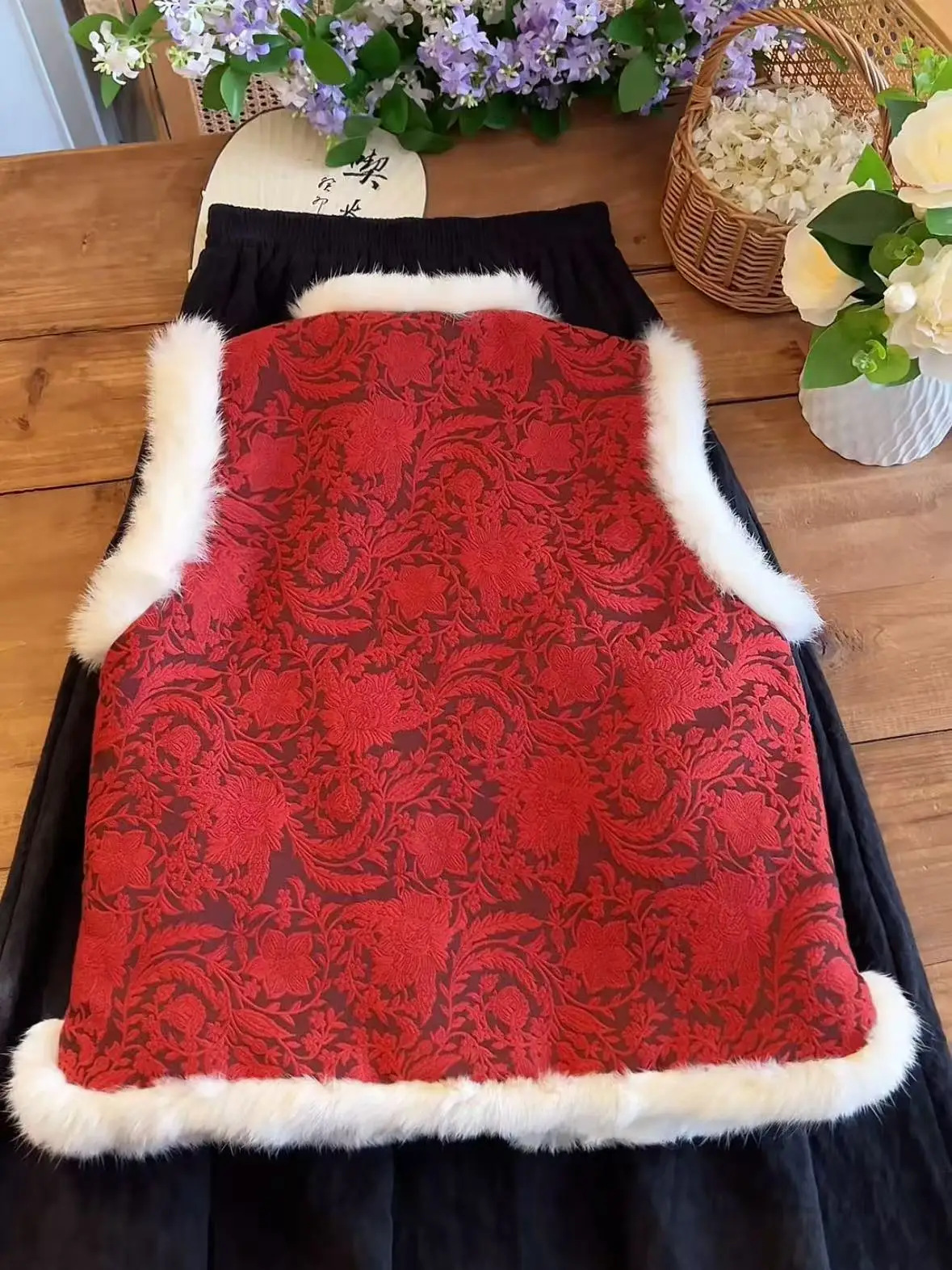 Gilet en coton Patchwork chinois rouge, vêtements d'extérieur pour femmes, manteau à revers incliné, Design traditionnel culturel tendance