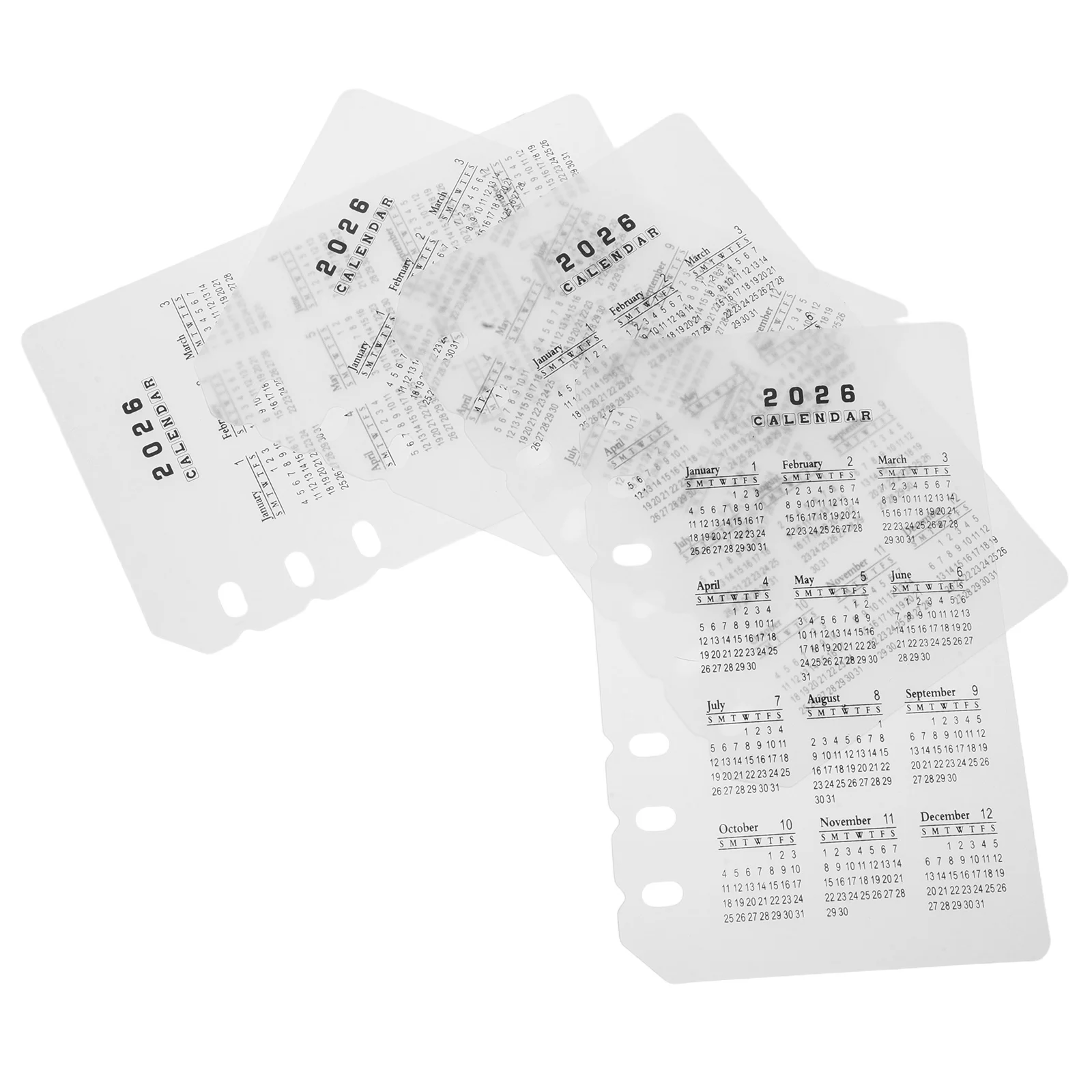 

4pcs 2026 Frosted Calendar Dividers A6 6-Hole Monthly Planner Inserts Transparent Tabs For Students Professionals Home Office