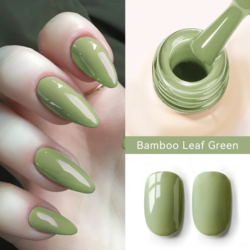 MAYCHAO Bamboo Leaf Green Color Gel Nail Polish Glossy Semi Permanent Soak Off UV LED Frosted Gel Nails Painting DIY Varnish