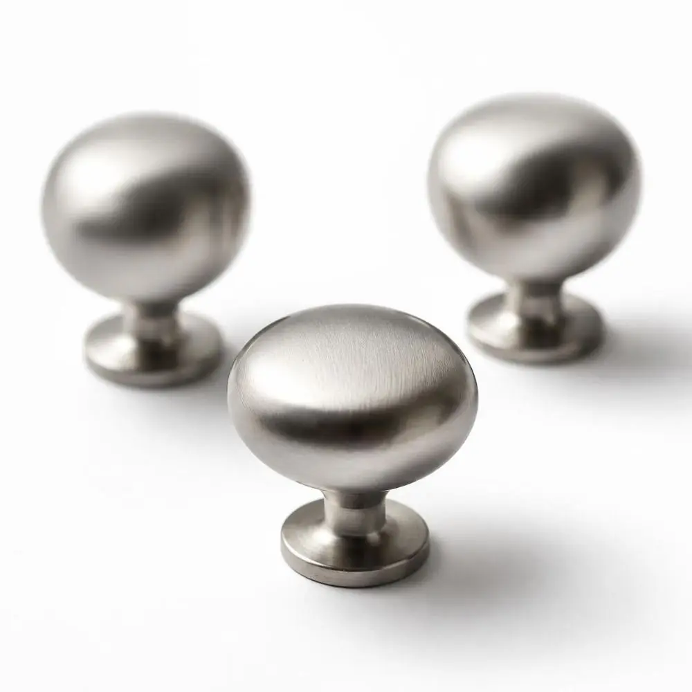 Zinc Alloy Cabinet Door Handles Matte Brushed Finish Modern Minimalist Style Cabinet Knobs Single and Dual Hole Silver Tone