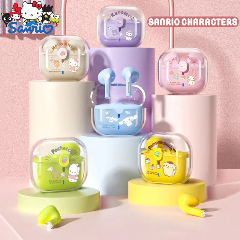 

Kawaii Sanrio Cinnamoroll Kuromi беспроводные Bluetooth наушники Hello Kitty HiFi Звук HD звонки гарнитура низкая задержка долгая выносливость