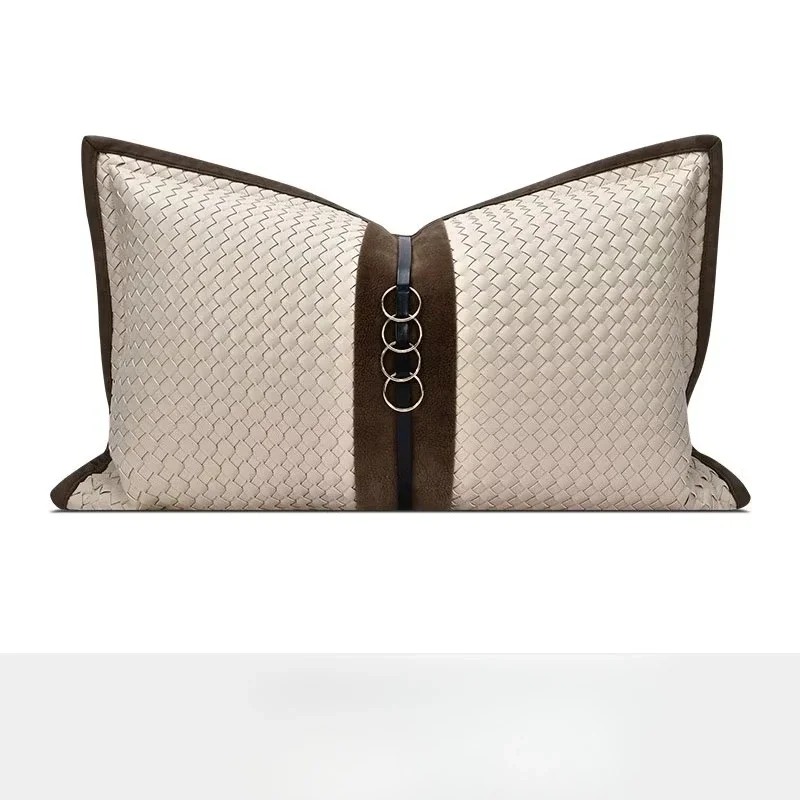 Luxury woven pillow cover decorative beige cushion cover living room