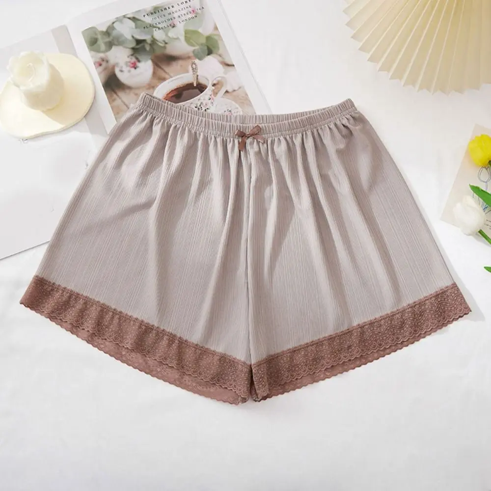 

Casual Anti-glare Ice Silk Safety Pants Patchwork Ultra-thin Lace Bow Safety Shorts Underwear Loose Summer Lace Shorts Beachwear
