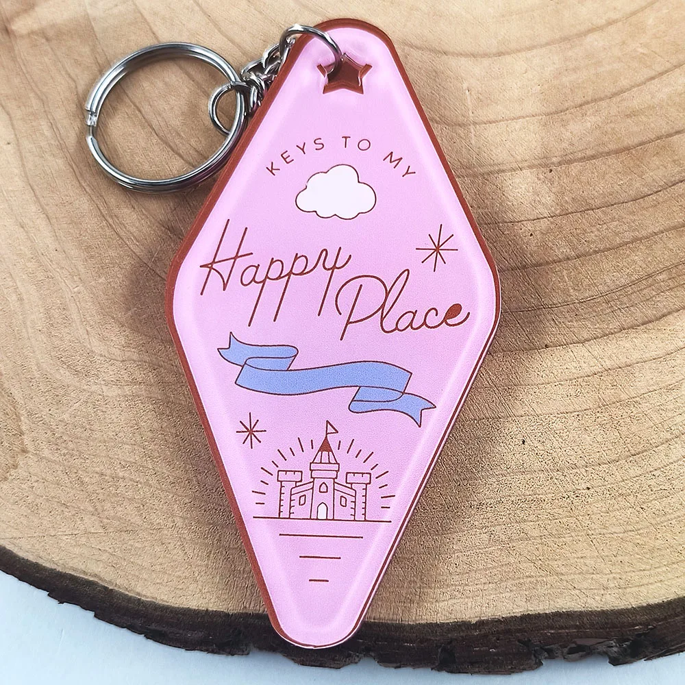 مفاتيح إلى مكان سعيد الوردي المفاتيح باييون قلعة موتيل نمط حلقة رئيسية ريترو ستايل فندق Keytag ظهره قلادة تزيين