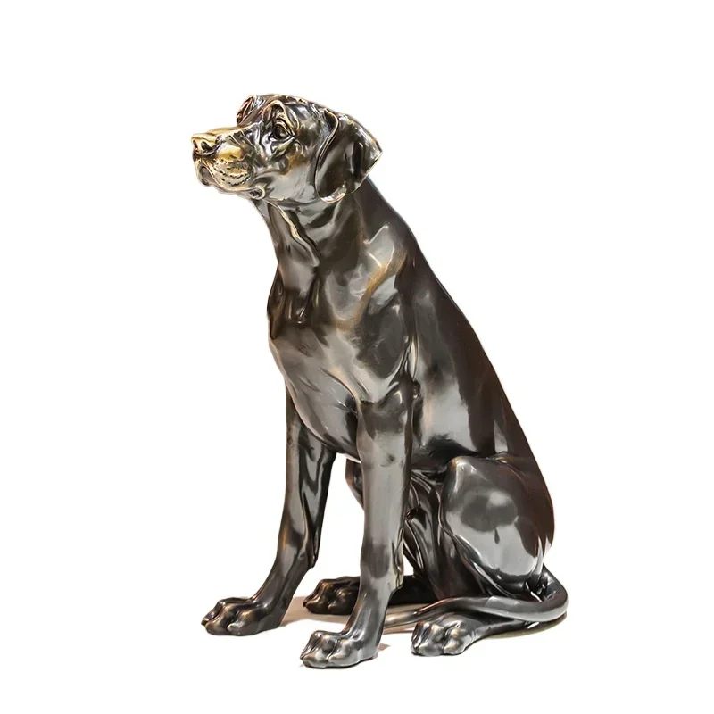 High-end light luxury hotel clubhouse lobby entrance staircase floor advanced decoration simulation dog brass large ornament