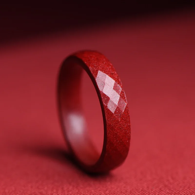 Natural 100% Real Red Cinnabar Jade Rings Hollow Out Cloud Pattern Jewelry Band Ring Jade Stones for Men Jewellery Mens Rings