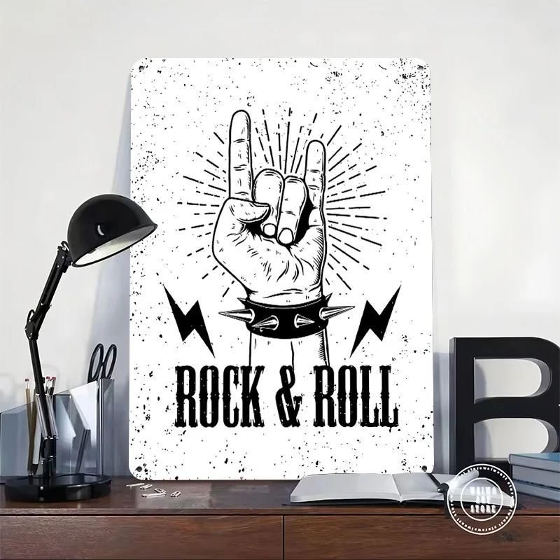 Hand With Rock and Roll Personalized 3D Textured Metal Poster Wall Art Vintage Tin Signs for House Home Decor Items Wand Deko