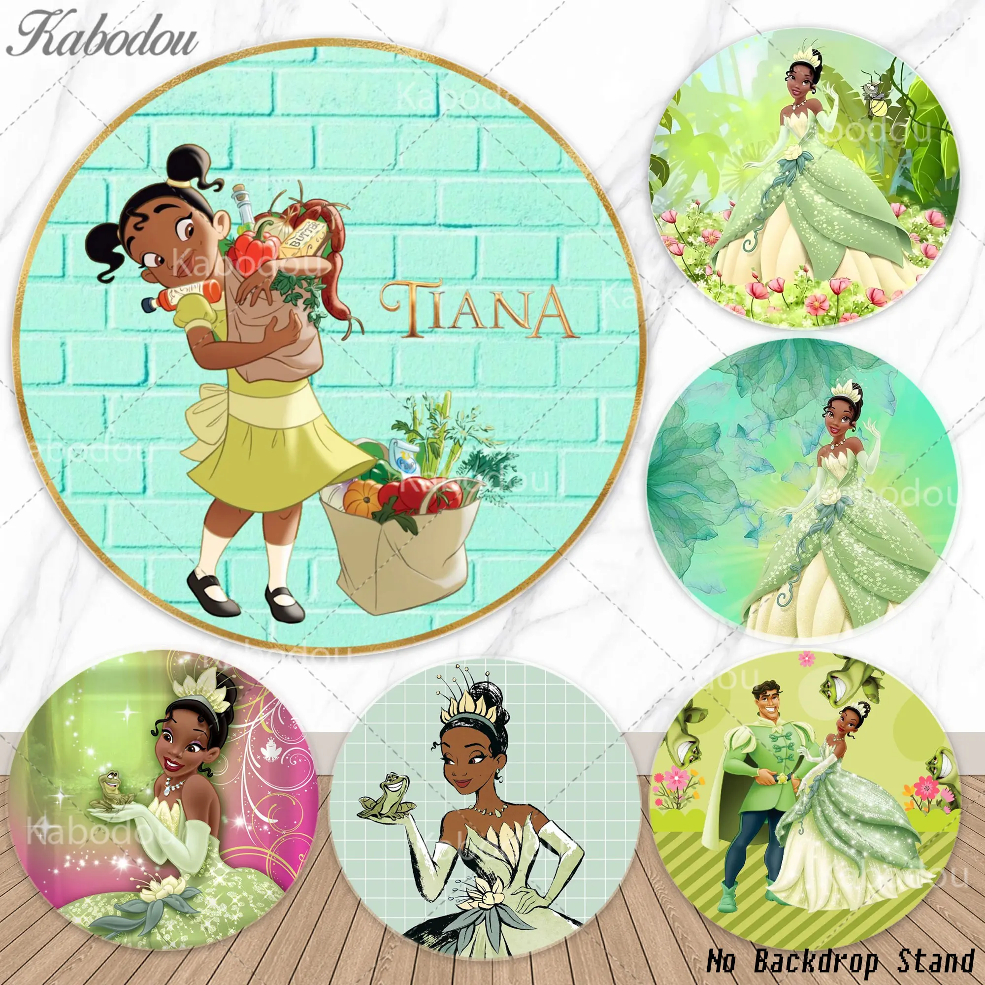 

Tiana Round Backdrop Girls Birthday Party Baby Shower Banner Cartoon Decor Background The Princess and Frog Bedroom Circle Cover