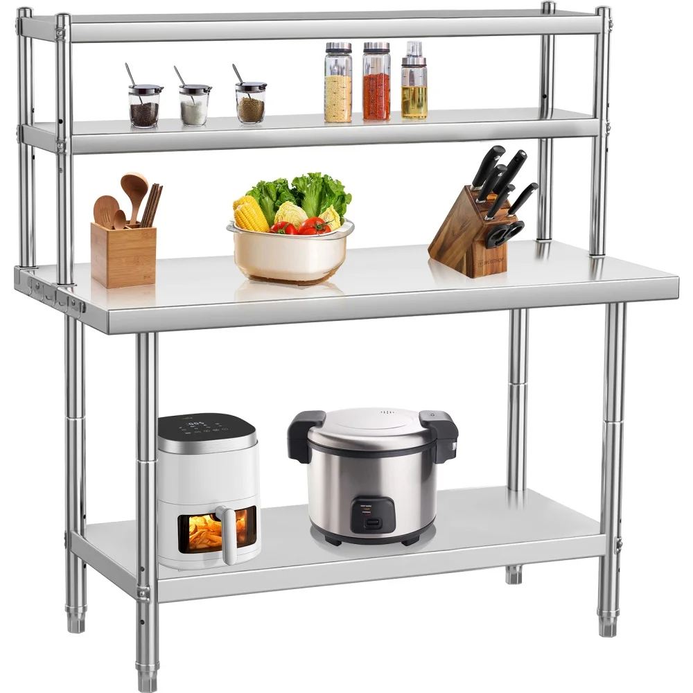 Stainless Steel Table with Overshelves 36