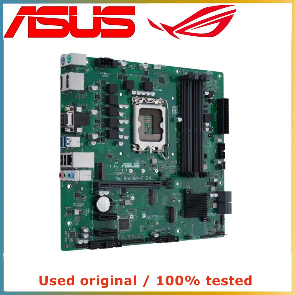 For ASUS Pro B660M-C D4-CSM Motherboard LGA1700 DDR4 Intel B660 Micro ATX