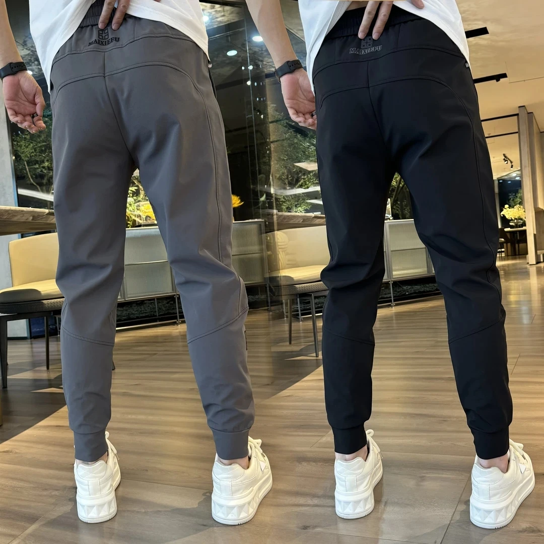 

Мужские повседневные спортивные брюки на флисовой подкладке, эластичные, облегающие, модные, всесезонные, с манжетами, для отдыха, со средней талией, из смесового хлопка