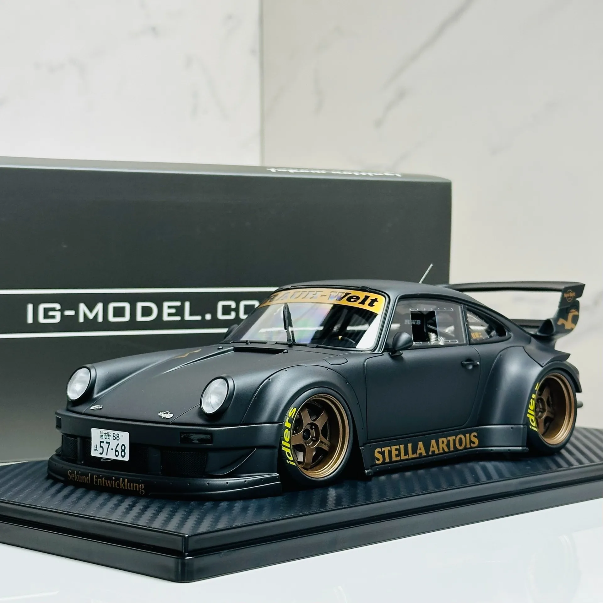 

IG 1:18 930 RWB Stella матовый черный JDM моделирование ограниченная серия смола металл статическая модель автомобиля игрушка в подарок