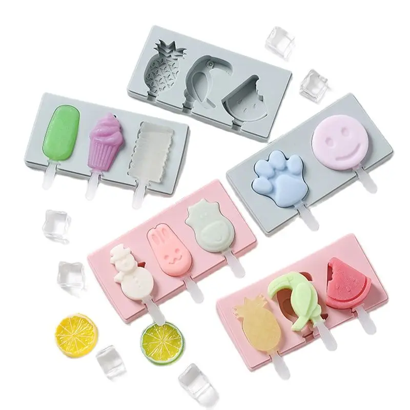 Food Grade Silicone Ice Cream Molds Ice Lolly Moulds Freezer Bar Molds Maker With Popsicle Sticks