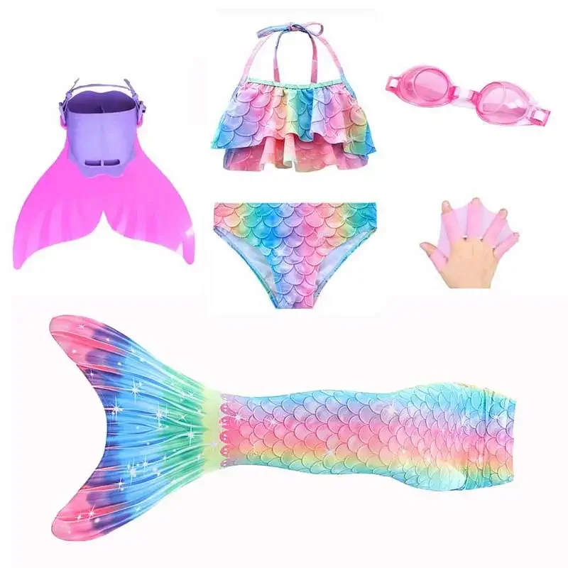 Girls Mermaid Tail Cosplay Costume Kids Children Swim Mermaid Tail Swimwear Pool Beach Swimsuit Monofin Anime Costume