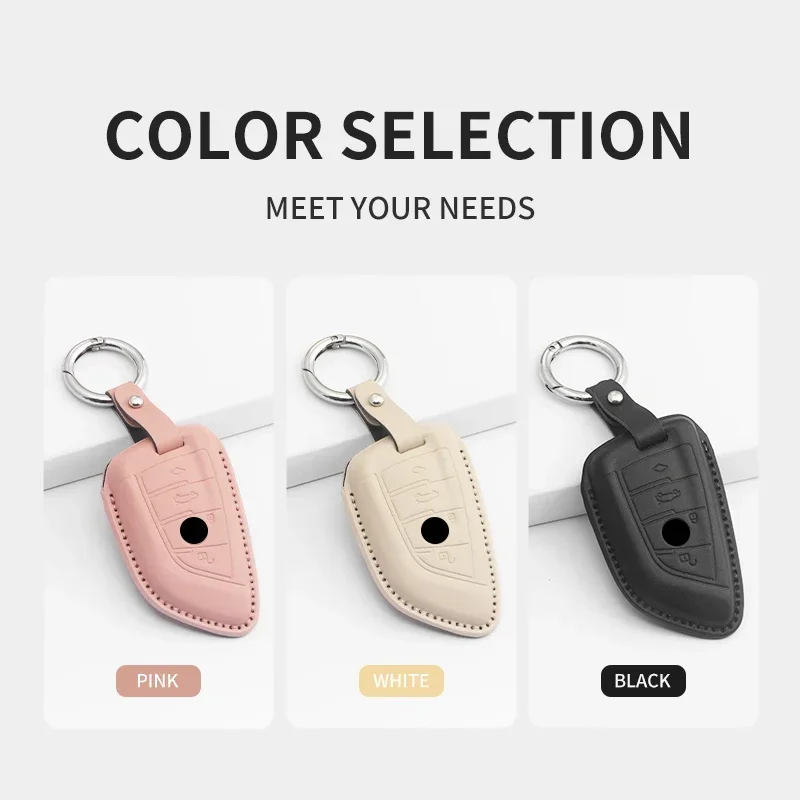 TU Leather Car Key Case Cover For BMW X1 X3 X4 X5 X6 X7 F10 F20 F30 G20 G30 G01 F15 F16 G02 G05 Car Key Protector Shell