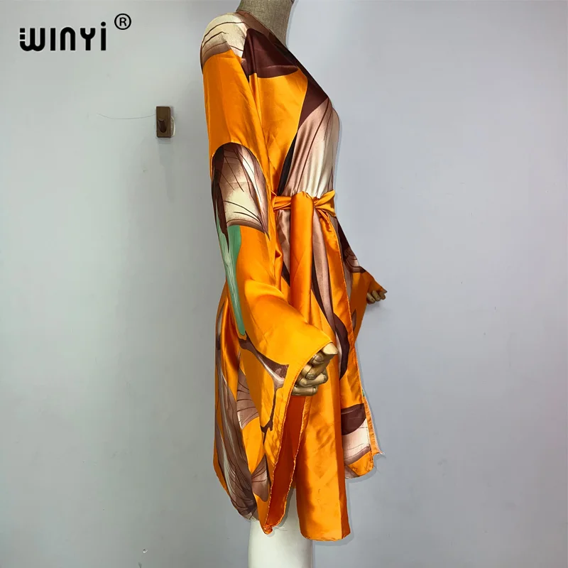 WINYI Africa kimono elegancka kwiatowa boho z nadrukiem boho kaftan dla kobiety elegancki kardigan seksowna plaża strój kąpielowy suknia wieczorowa