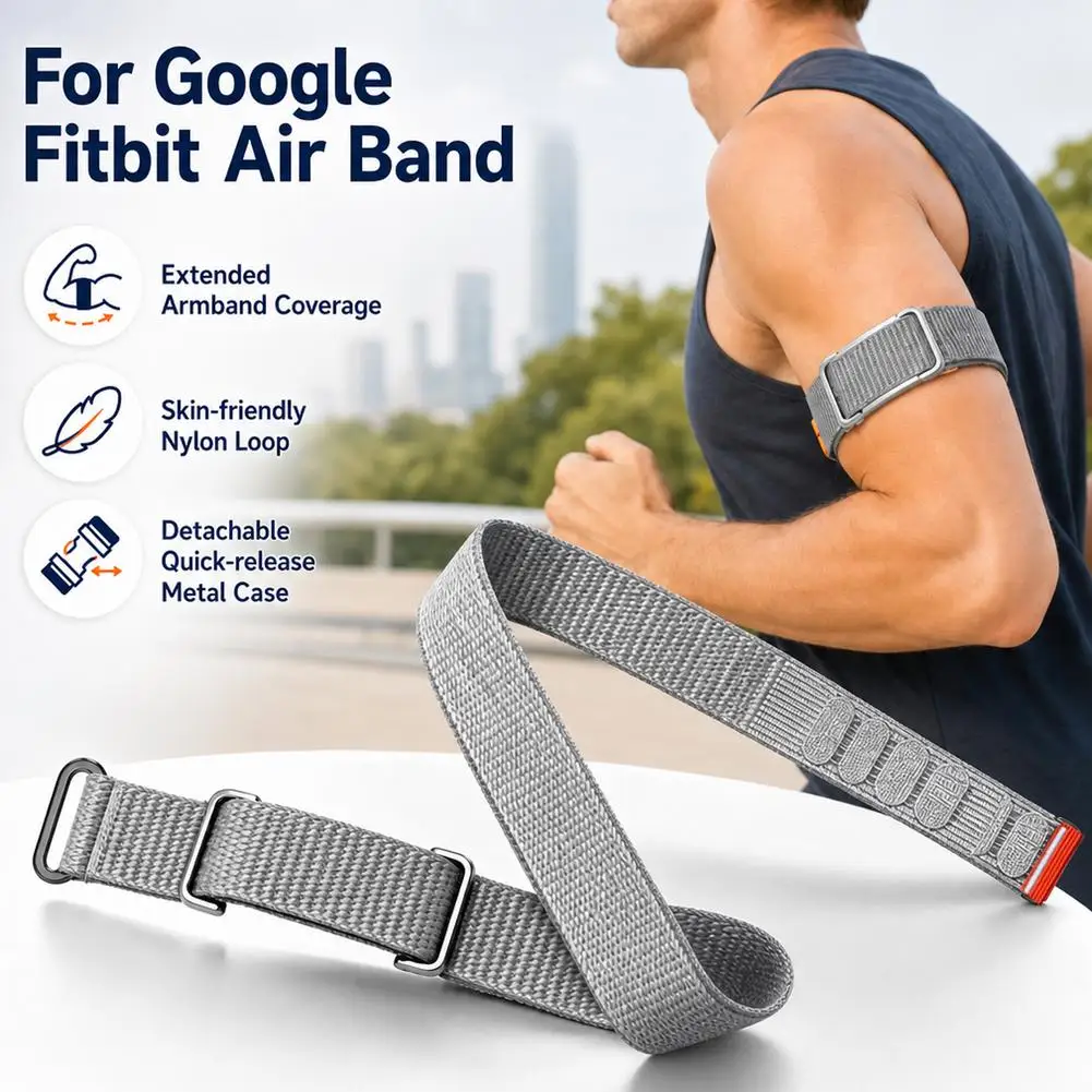 Nylon Arm Strap For Google Fitbit Air Active Band Soft Breathable Adjustable Bicep Band With Metal Case For Google Fitbit Air
