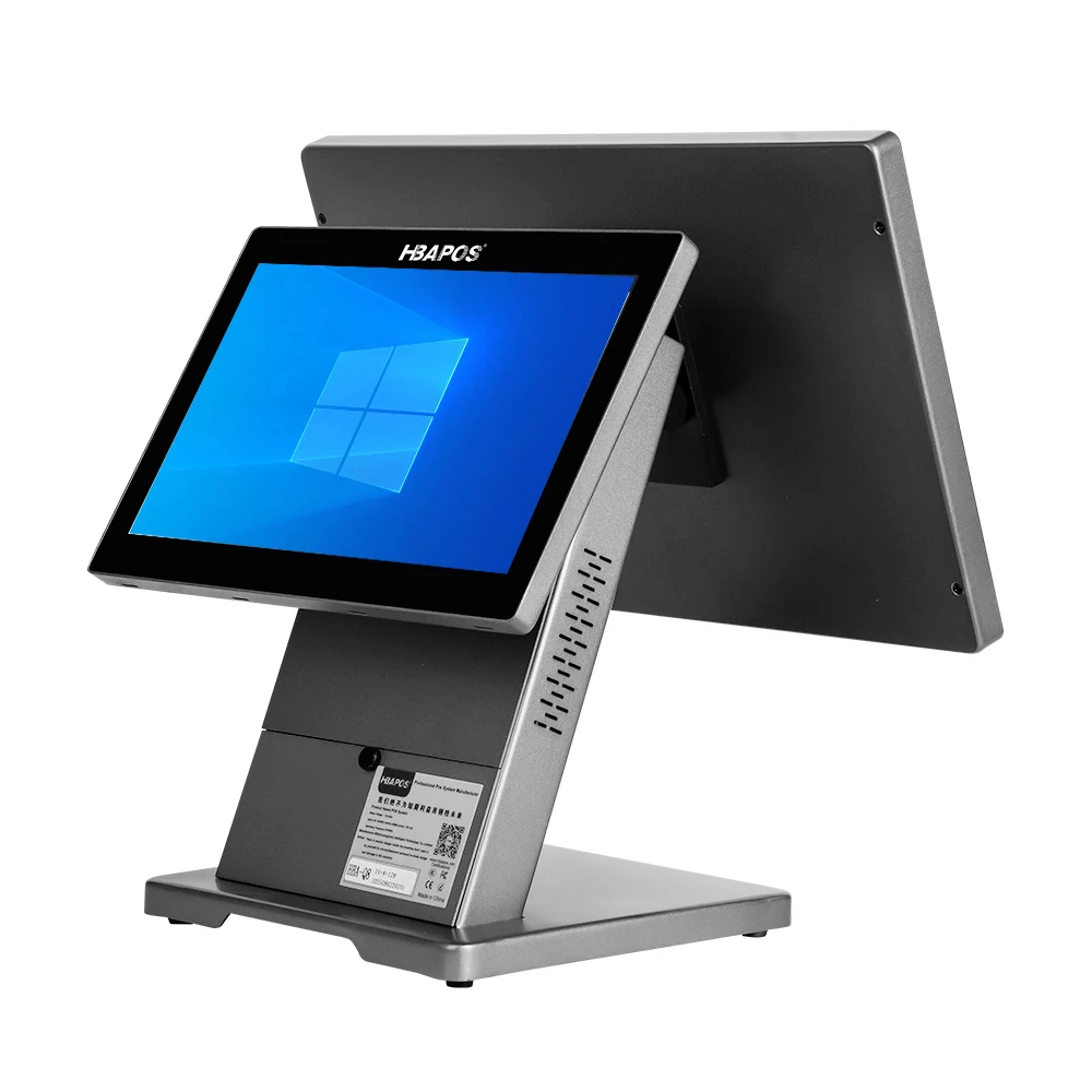ATV&UTVHBAPOS Billing Machine 15.6''+11.6'' Black/White Dual Screen Desktop Pos System for Restaurant