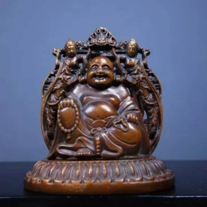 

Old Tibetan Boxwood Double Faced Buddha Maitreya Buddha Antique