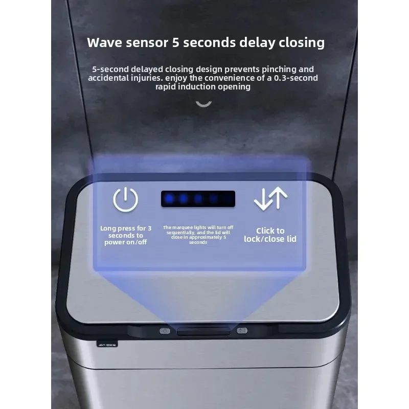 Intelligent induction sorting trash can household kitchen stainless steel with cover