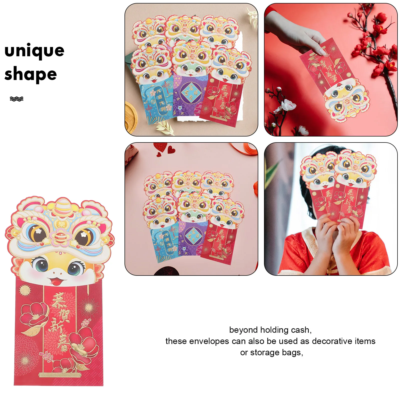 6Pcs Snake Year Red Envelope Money Packet Chinese New Year Lucky Money Red Packets 2025 Spring Festival Hong Bao for Children