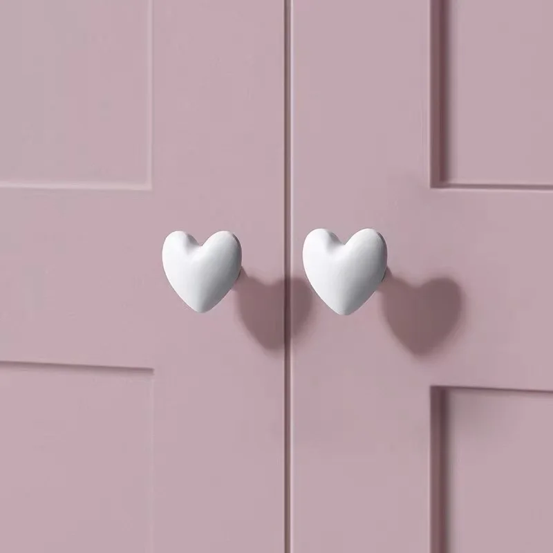 8 Colors Heart-Shaped Cabinet Knobs,Minimalist Kids Drawer Handles, Aluminum Single Hole Pulls for Children's Room Wardrobe Door