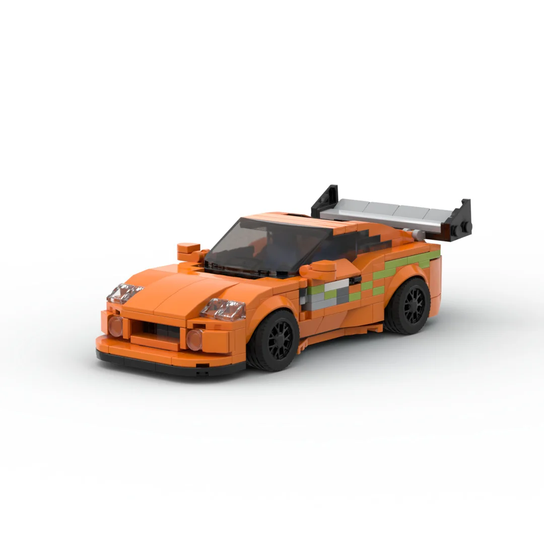 

MOC Fast & Furious Orange MK4 Supra City Technical Car Speed Champion Sports Racing Vehicle Racer Building Blocks supercar Toy