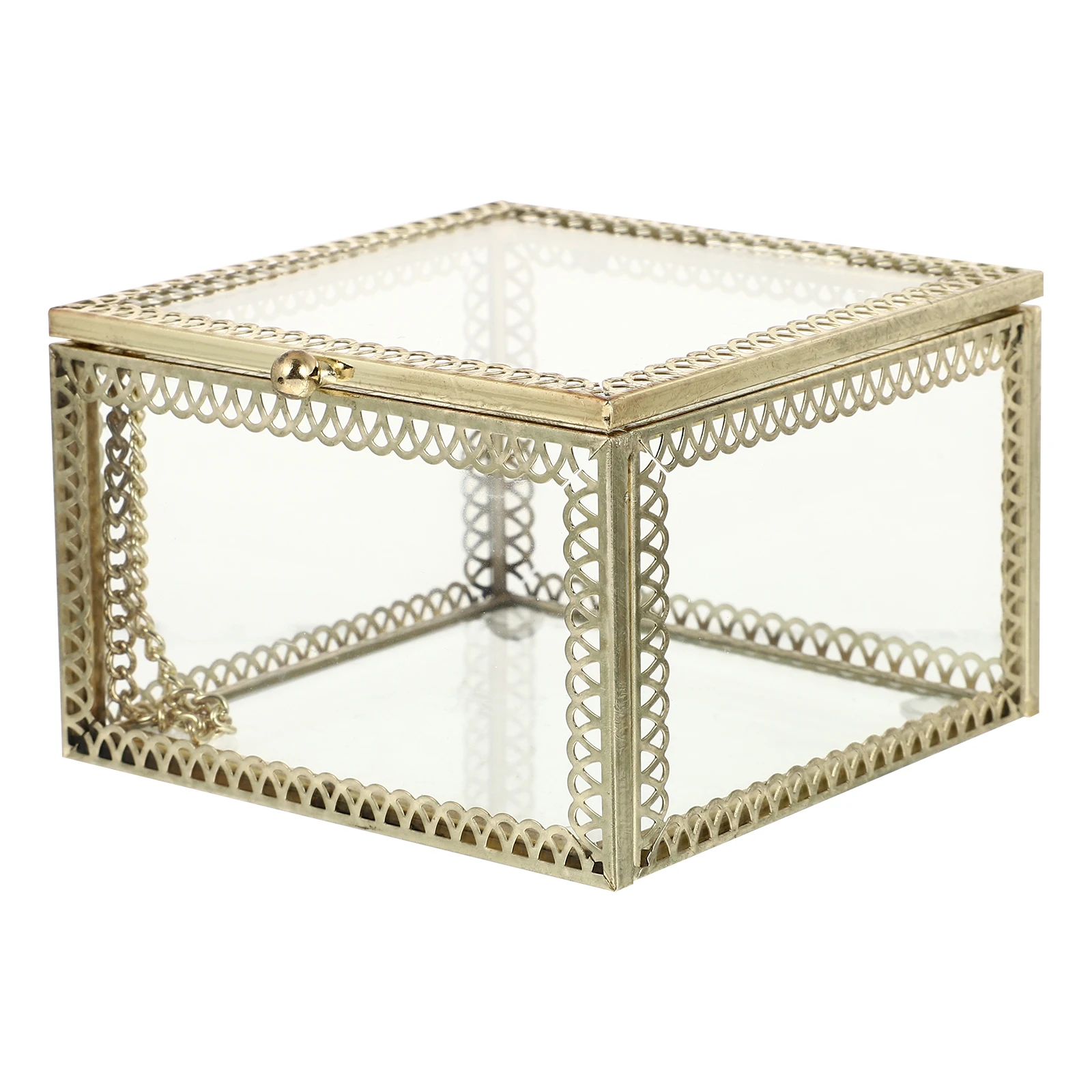 

Transparent Jewelry Storage Box Alloy ganizer for Bracelets Rings Necklaces Coins Small Items Home Hotel Desktop