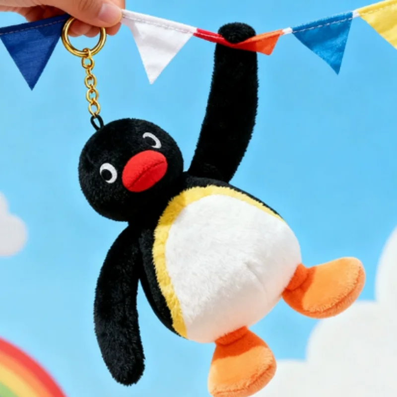  Genuine Pingu Penguin Family Cute Plush Dolls Soft Stuffed Animal Arm Shaped Keychain Decoration Birthday Gift For Girls Boys