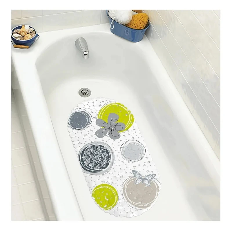 Anti-Slip PVC 20/Color Bathtub Bath Mat With Sucker Drain Holes Cute Kid\'s Bathroom Carpet Shower Mat Soft Massage Pad 69x35cm