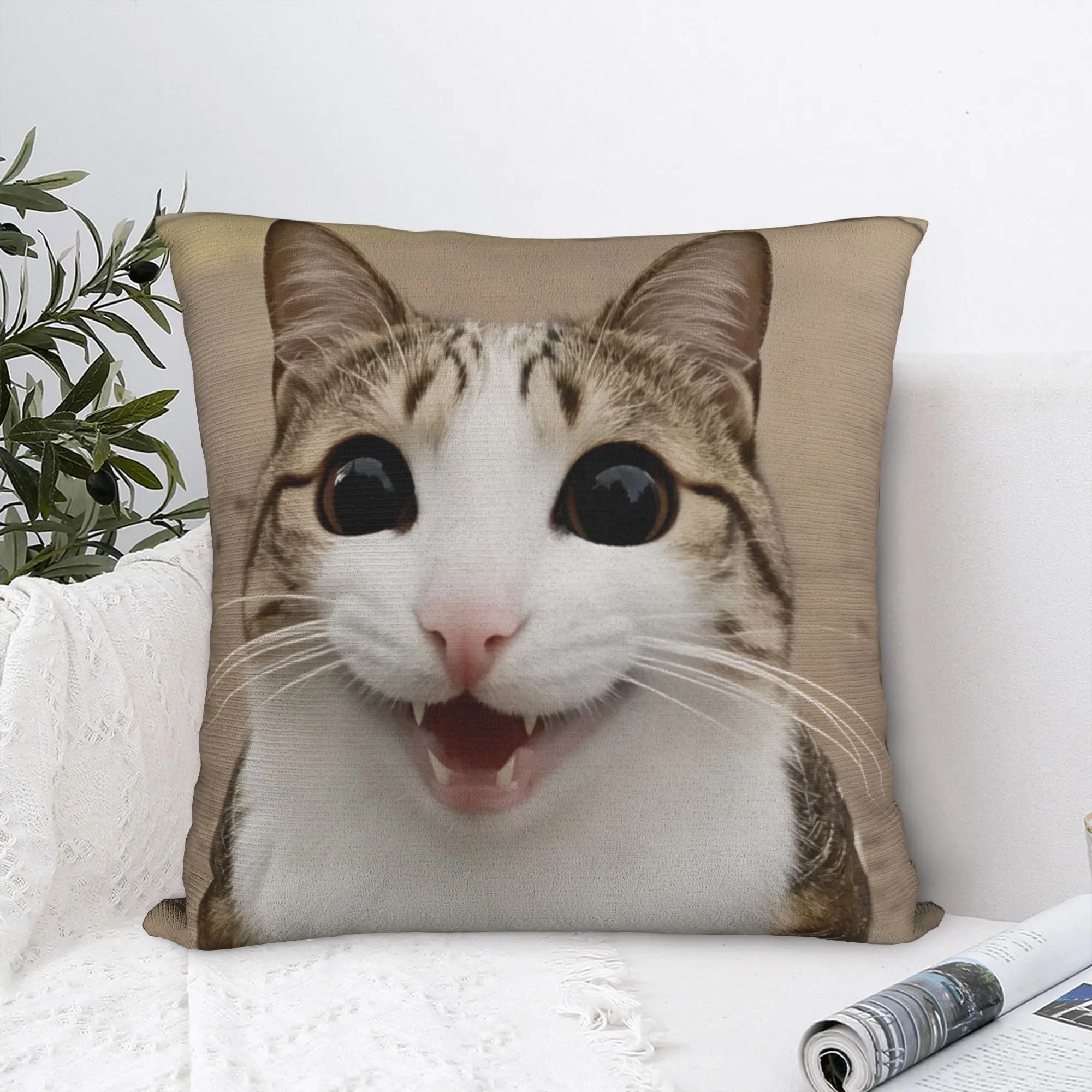Funny Smiling Meowl Cat Pillowcases  Funny Pillow Case For Sofa Car Home Decor Design Pillow Cover