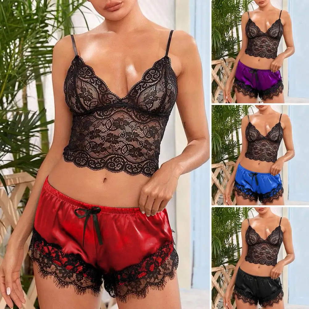 Women's Sexy Lace Bra Suit Solid Set Beautiful Back Hollow Out No Steel Ring Underwear With Lace Flower Breathable Panties