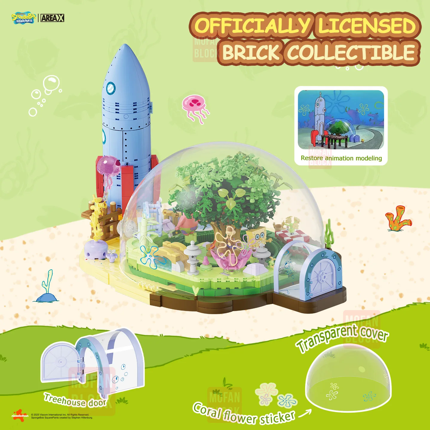 AREA-X SpongeBob SquarePants Sandy's Treedome Scena Architektoniczna Model Klocki Konstrukcyjne Zabawka z Kreskówki Cegła Dekoracja Domu Prezent Świąteczny