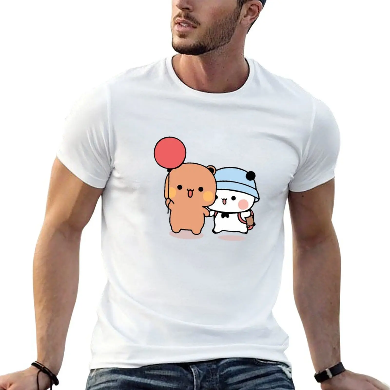 

PANDA BEAR, bubu and dudu hugs love balloon T-Shirt t shirts for man pack cotton man t shirt graphic T-Shirt