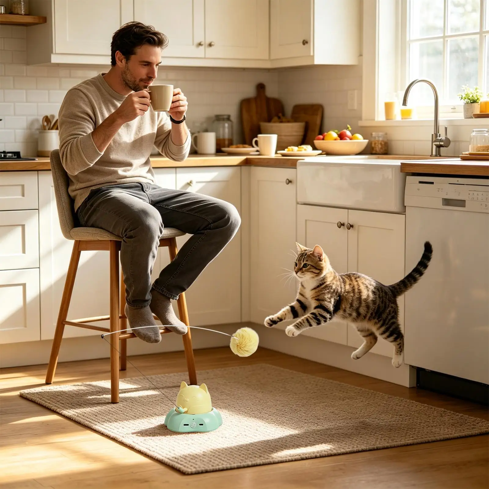 Cat Electric Toy Swinging Rotating Suction Cup Teasing Wand With Sensor Interactive Toys Indoor Cats For Indoor Kitten Play