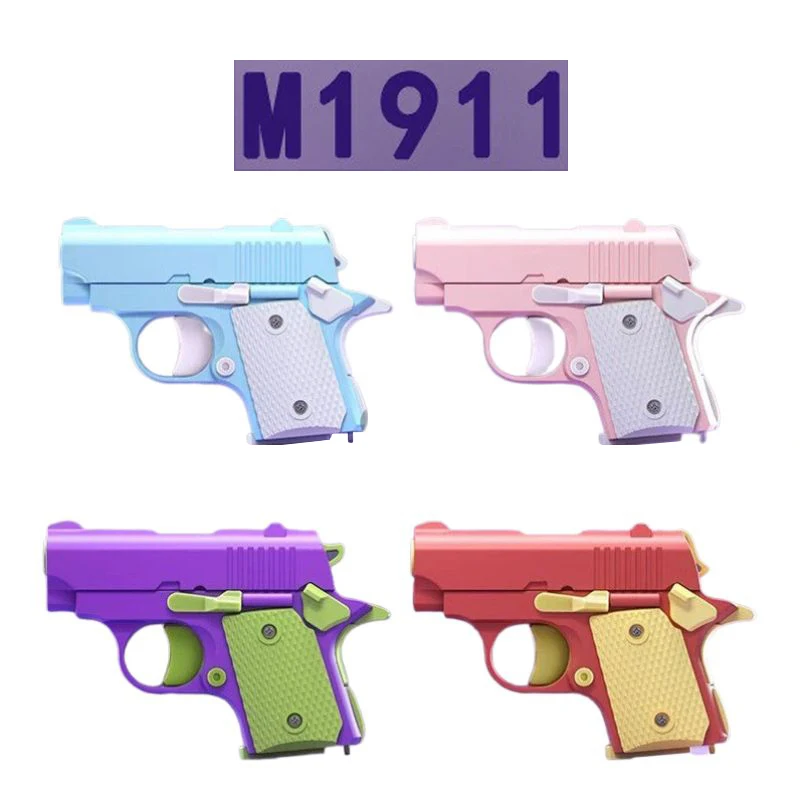 1PC Kids 3D Mini Model Gun 1911 Hand Toy Pistols For Boys Kids Toy Bullets No Fire Rubber Band Launcher Collection Gifts