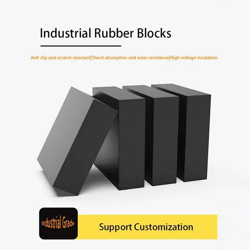 Black Industrial Rubber Block 10-100mm Thick Elastic Anti Slip Shockproof Damping Pad