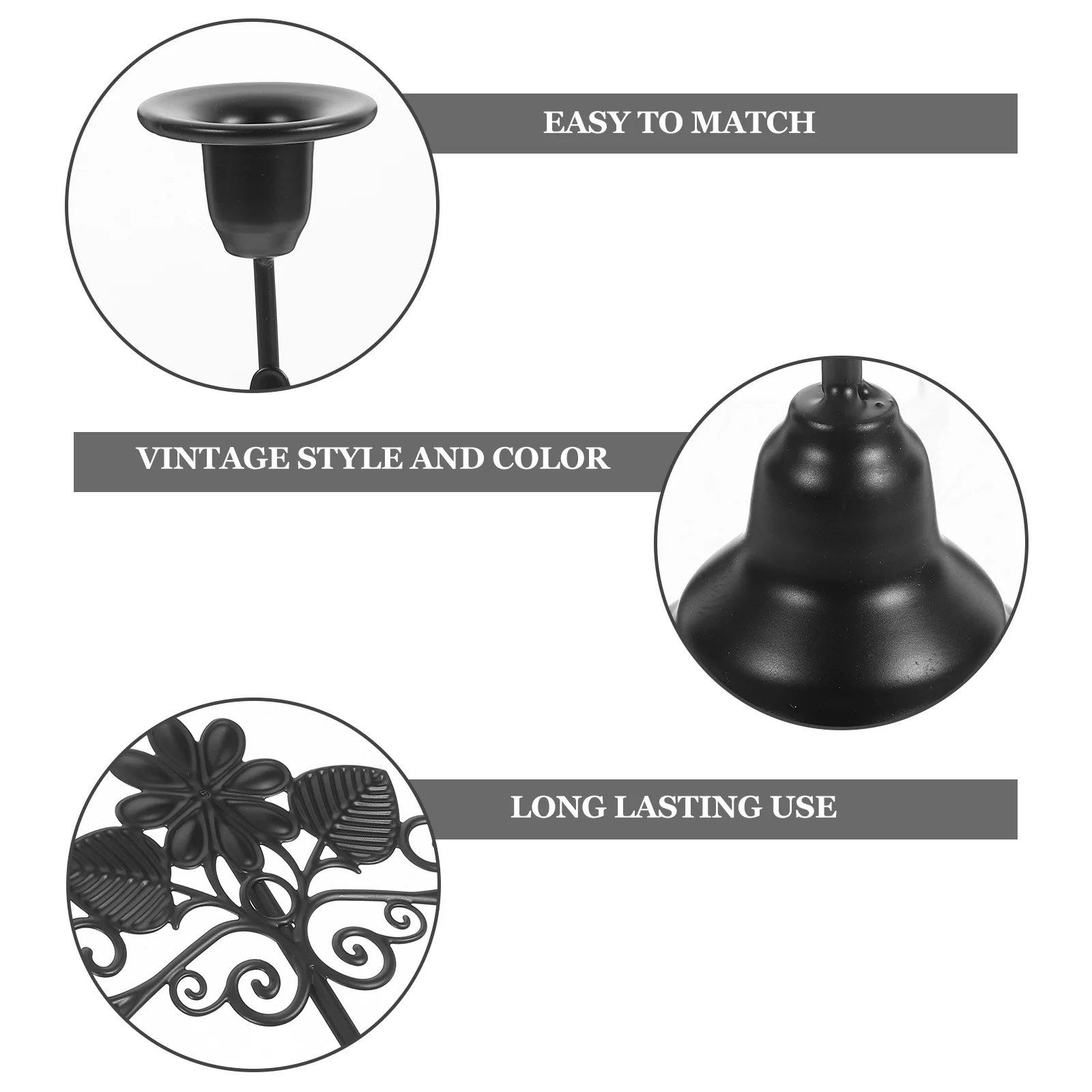

Metal Vintage Holder Decorative Candlestick Retro Style Romantic Tabletop Centerpiece for Home Metal Holder