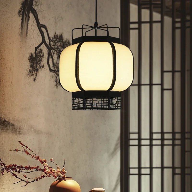 Chinese style pendant lamp Song Dynasty aesthetic Zen tea room restaurant lighting Chinese style palace lamp fabric lighting