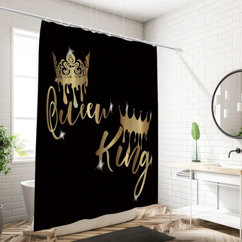 

1 шт., 180x180 см, занавеска для душа King Queen с цифровой печатью, перегородка для ванной комнаты, водонепроницаемая и устойчивая к плесениXT6@!