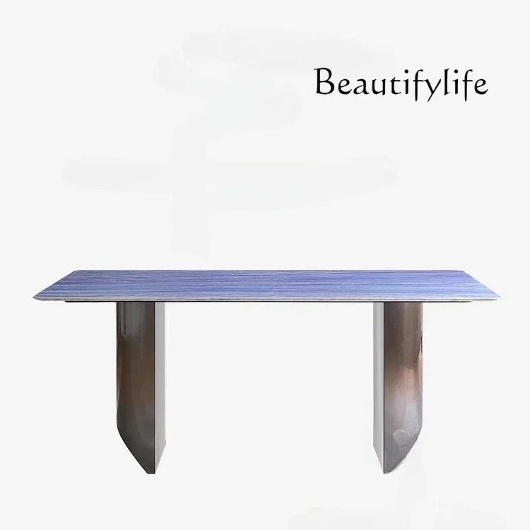N36 O Light Luxury Rock Slab Dining Table Household Small Apartment Natural Microcrystalline Stone Rectangular Dining Table And