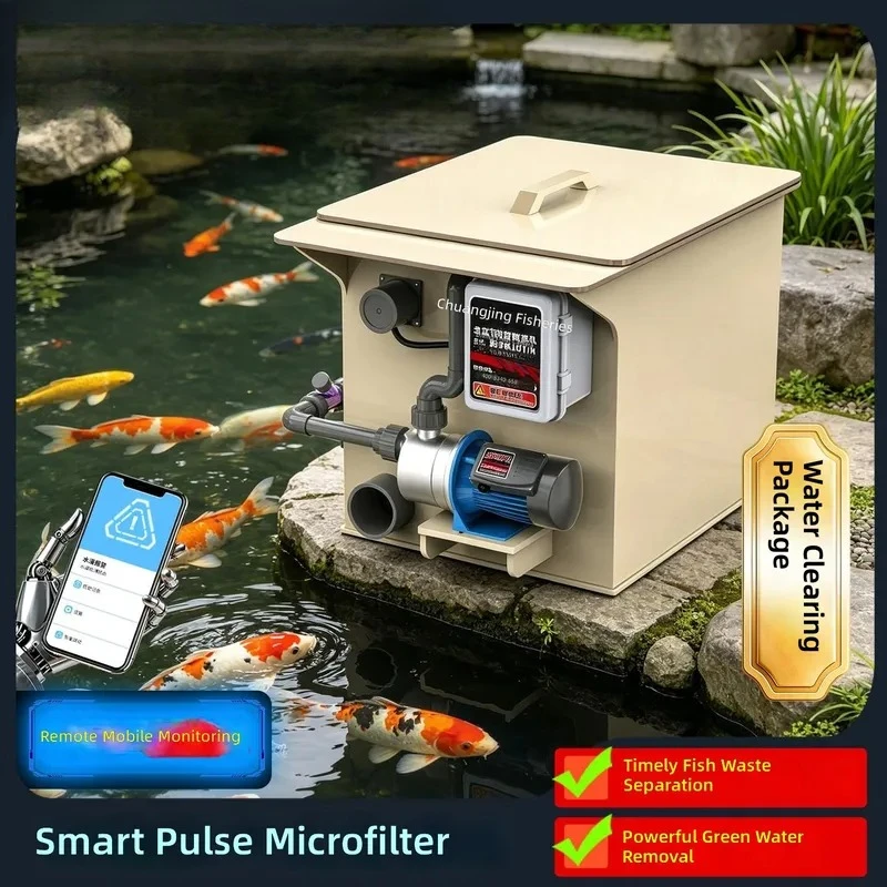 For Rotary Drum Microfiltration Machine Intelligent Fish Pond Filter Ultrafiltration Automatic Backwash Water Circulation