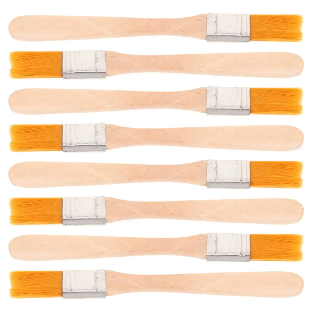 8Pcs Wooden Handle Nylon Bristle Art Brush Set Fine Brush for Wall Painting Varnish Resin Oil Paint and DIY Paint Brushes