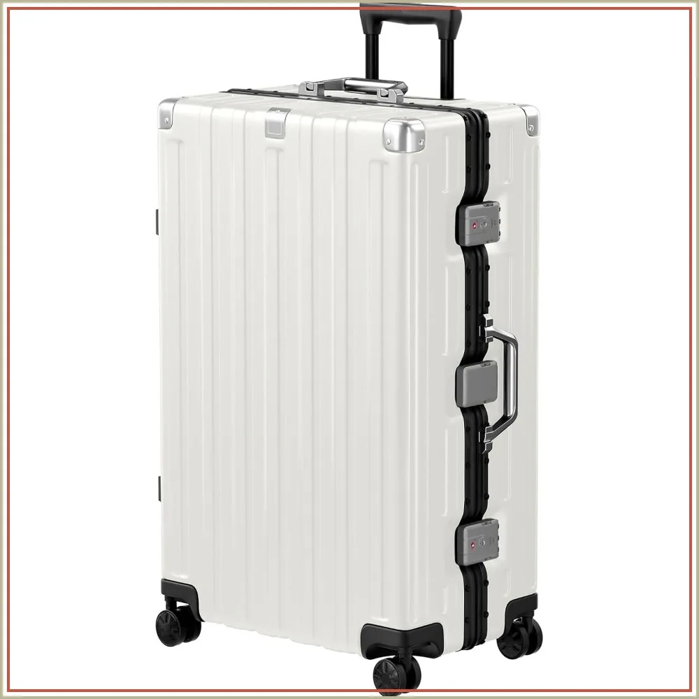 Zipperless Luggage 28 Inch Checked Hard Shell Suitcase with Wheels